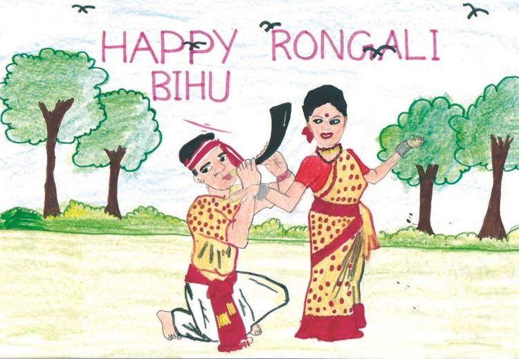 A Modern Face Of Bihu Celebration., Drawing by Tridib Dutta | Artmajeur